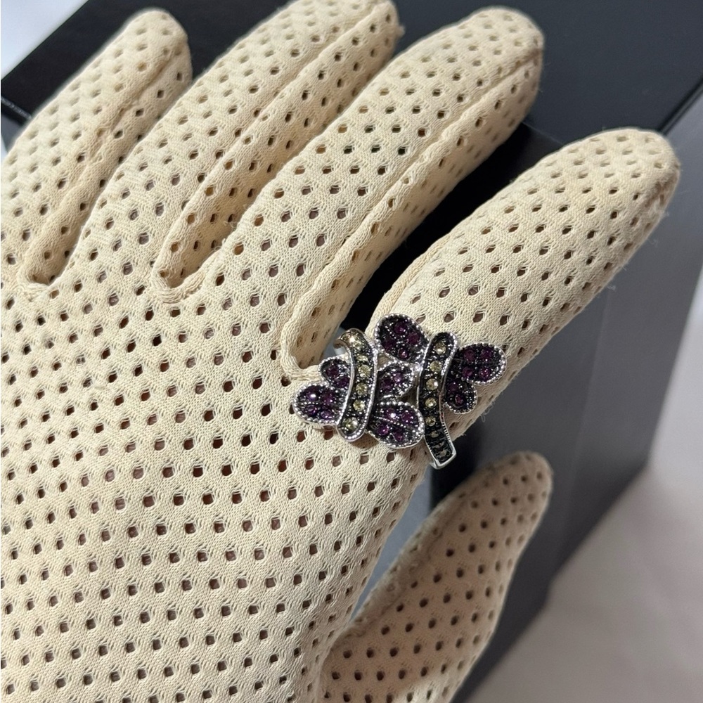 Purple and Silver Butterfly Ring